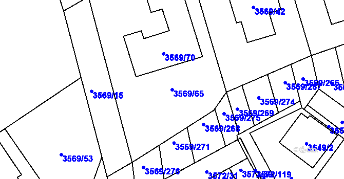 Parcela st. 3569/65 v KÚ Šlapanice u Brna, Katastrální mapa