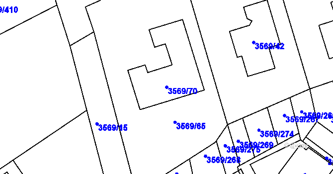 Parcela st. 3569/70 v KÚ Šlapanice u Brna, Katastrální mapa