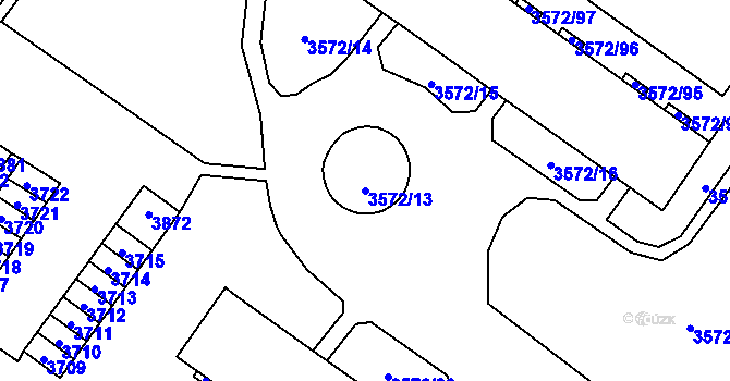 Parcela st. 3572/13 v KÚ Šlapanice u Brna, Katastrální mapa