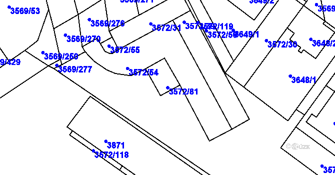 Parcela st. 3572/81 v KÚ Šlapanice u Brna, Katastrální mapa