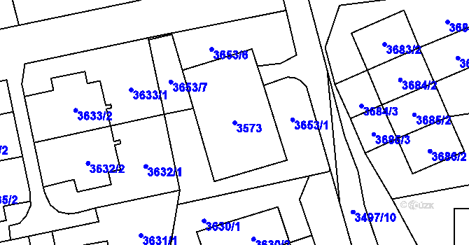 Parcela st. 3573 v KÚ Šlapanice u Brna, Katastrální mapa