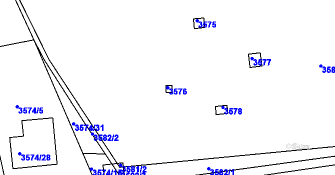 Parcela st. 3576 v KÚ Šlapanice u Brna, Katastrální mapa