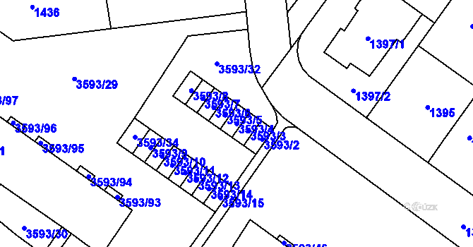 Parcela st. 3593/4 v KÚ Šlapanice u Brna, Katastrální mapa