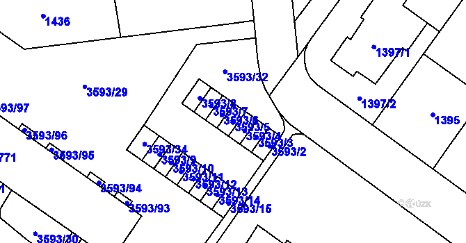 Parcela st. 3593/5 v KÚ Šlapanice u Brna, Katastrální mapa