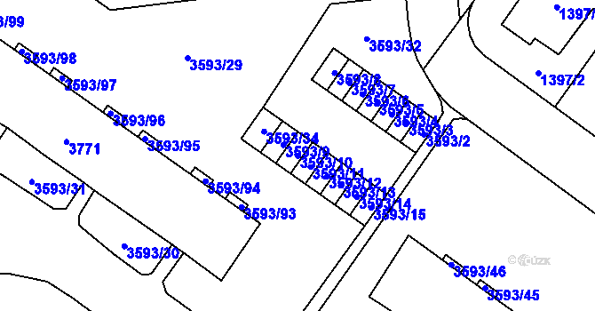 Parcela st. 3593/10 v KÚ Šlapanice u Brna, Katastrální mapa
