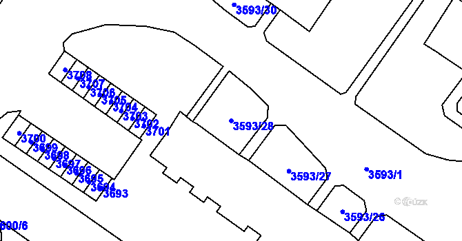 Parcela st. 3593/28 v KÚ Šlapanice u Brna, Katastrální mapa