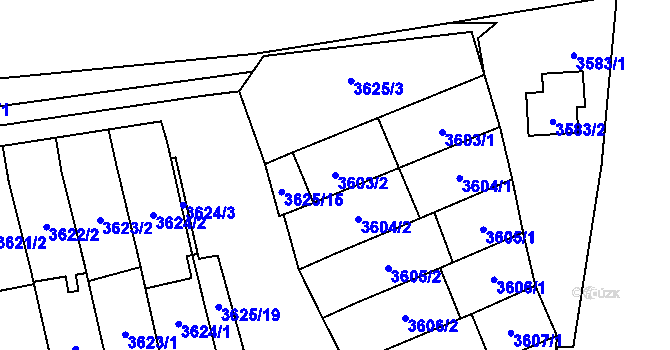 Parcela st. 3603/2 v KÚ Šlapanice u Brna, Katastrální mapa