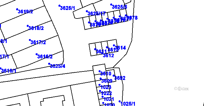 Parcela st. 3612 v KÚ Šlapanice u Brna, Katastrální mapa