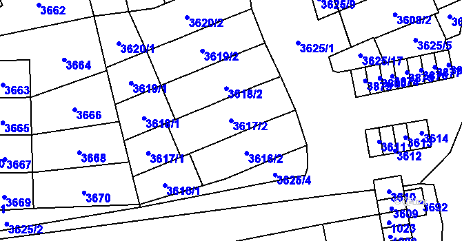 Parcela st. 3617/2 v KÚ Šlapanice u Brna, Katastrální mapa