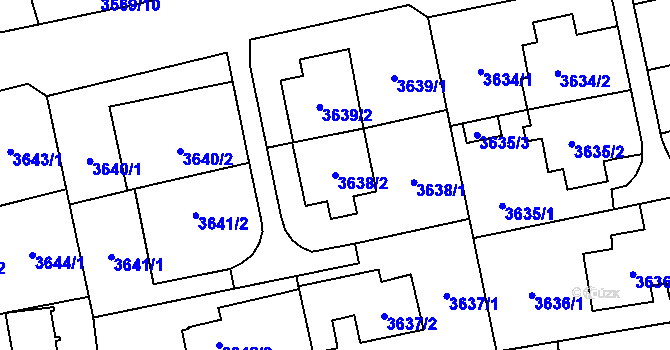 Parcela st. 3638/2 v KÚ Šlapanice u Brna, Katastrální mapa