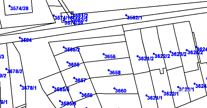 Parcela st. 3656 v KÚ Šlapanice u Brna, Katastrální mapa