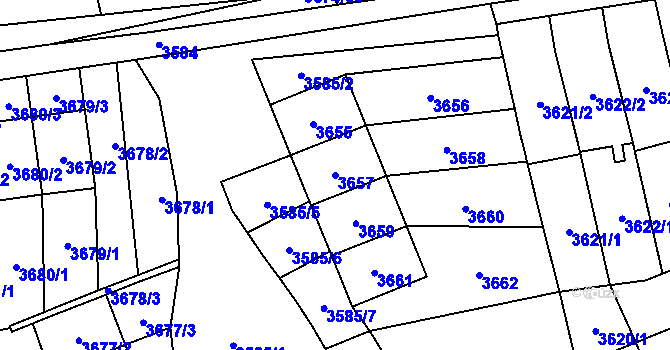 Parcela st. 3657 v KÚ Šlapanice u Brna, Katastrální mapa