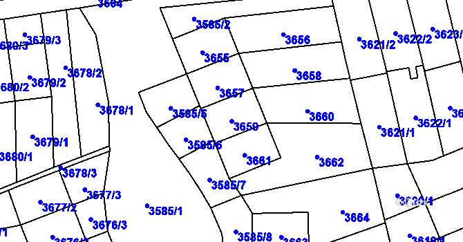 Parcela st. 3659 v KÚ Šlapanice u Brna, Katastrální mapa