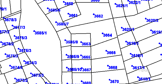 Parcela st. 3663 v KÚ Šlapanice u Brna, Katastrální mapa