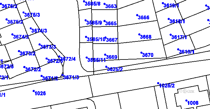 Parcela st. 3669 v KÚ Šlapanice u Brna, Katastrální mapa