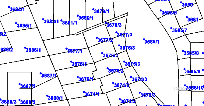 Parcela st. 3676/2 v KÚ Šlapanice u Brna, Katastrální mapa
