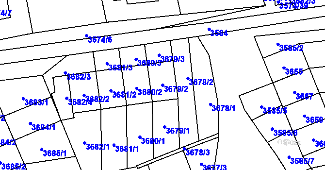 Parcela st. 3679/2 v KÚ Šlapanice u Brna, Katastrální mapa
