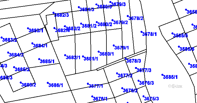 Parcela st. 3680/1 v KÚ Šlapanice u Brna, Katastrální mapa