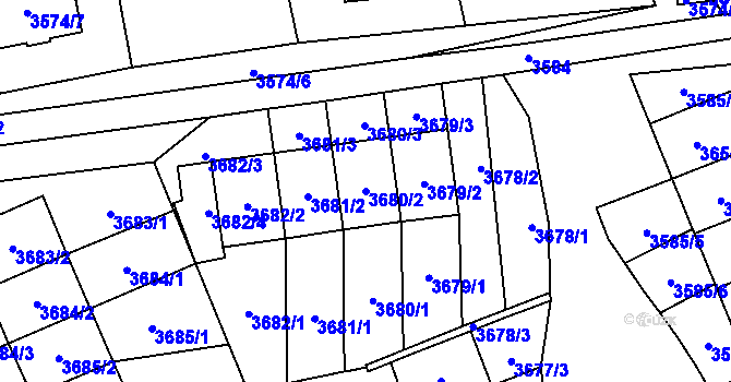 Parcela st. 3680/2 v KÚ Šlapanice u Brna, Katastrální mapa