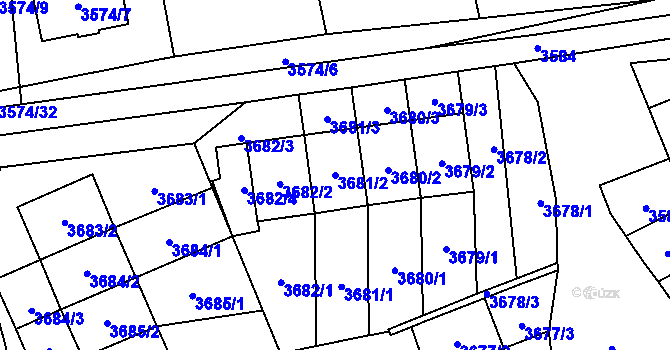 Parcela st. 3681/2 v KÚ Šlapanice u Brna, Katastrální mapa