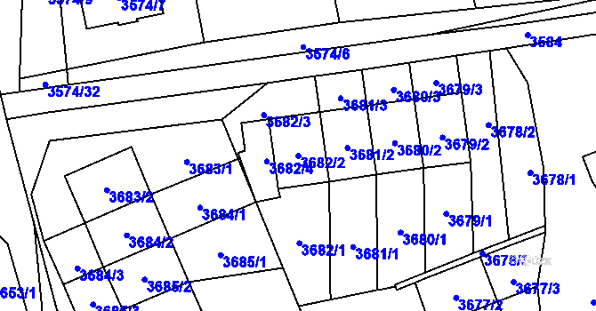 Parcela st. 3682/2 v KÚ Šlapanice u Brna, Katastrální mapa