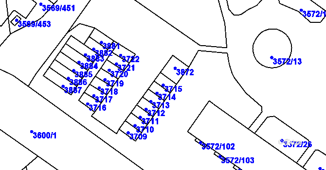 Parcela st. 3715 v KÚ Šlapanice u Brna, Katastrální mapa