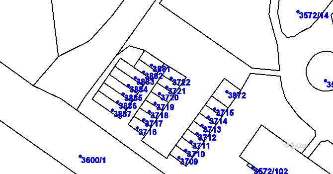 Parcela st. 3721 v KÚ Šlapanice u Brna, Katastrální mapa