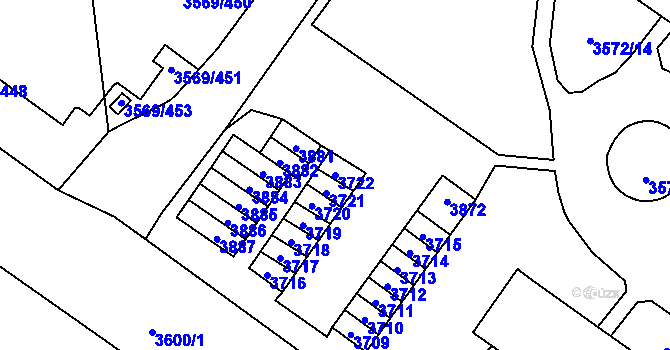 Parcela st. 3722 v KÚ Šlapanice u Brna, Katastrální mapa
