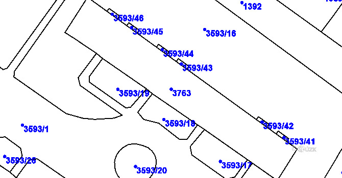 Parcela st. 3763 v KÚ Šlapanice u Brna, Katastrální mapa