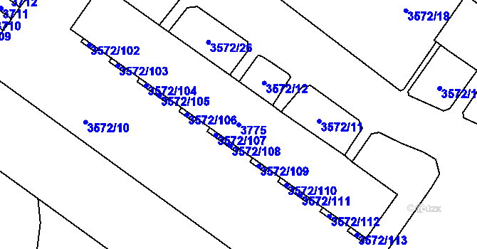 Parcela st. 3775 v KÚ Šlapanice u Brna, Katastrální mapa