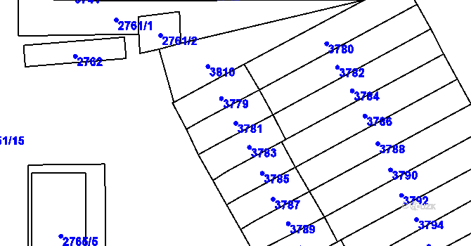 Parcela st. 3781 v KÚ Šlapanice u Brna, Katastrální mapa
