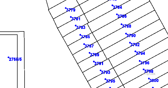 Parcela st. 3787 v KÚ Šlapanice u Brna, Katastrální mapa