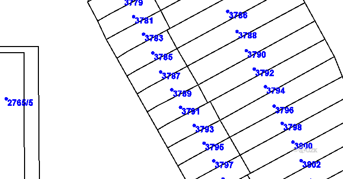Parcela st. 3789 v KÚ Šlapanice u Brna, Katastrální mapa