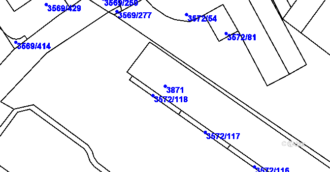 Parcela st. 3871 v KÚ Šlapanice u Brna, Katastrální mapa