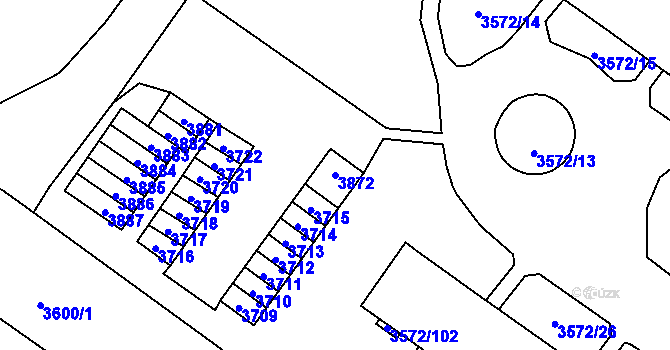 Parcela st. 3872 v KÚ Šlapanice u Brna, Katastrální mapa
