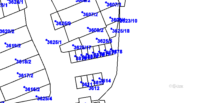Parcela st. 3876 v KÚ Šlapanice u Brna, Katastrální mapa
