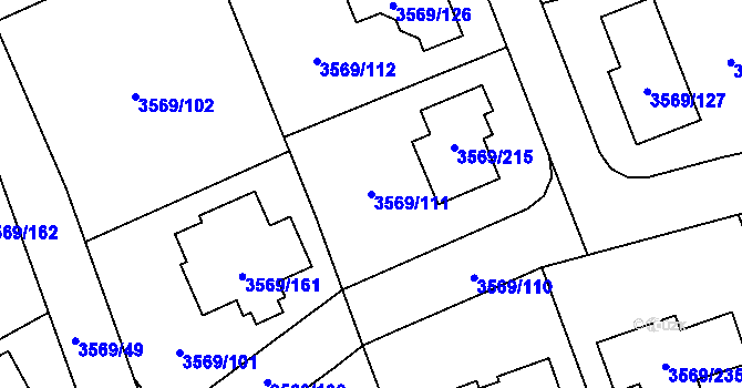 Parcela st. 3569/111 v KÚ Šlapanice u Brna, Katastrální mapa