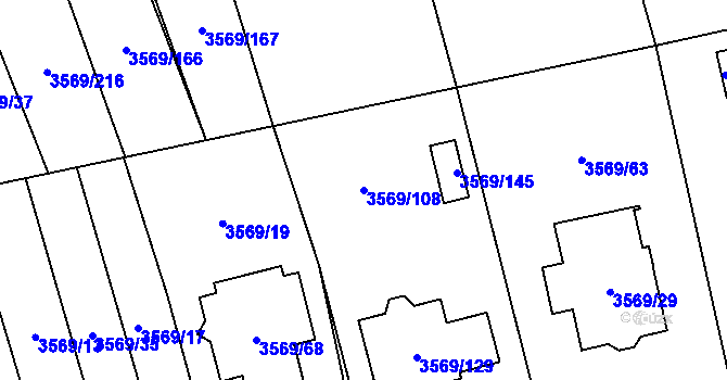 Parcela st. 3569/108 v KÚ Šlapanice u Brna, Katastrální mapa