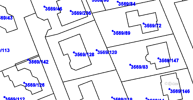 Parcela st. 3569/120 v KÚ Šlapanice u Brna, Katastrální mapa