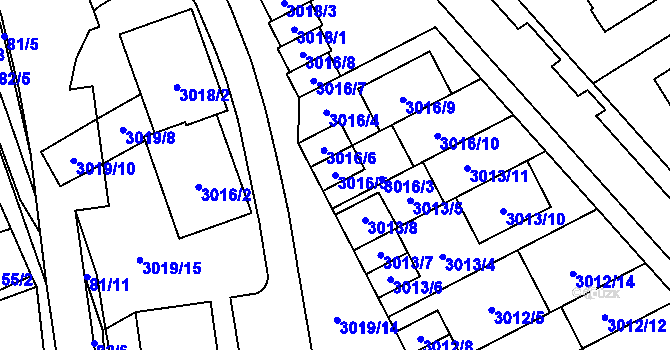 Parcela st. 3016/5 v KÚ Šlapanice u Brna, Katastrální mapa