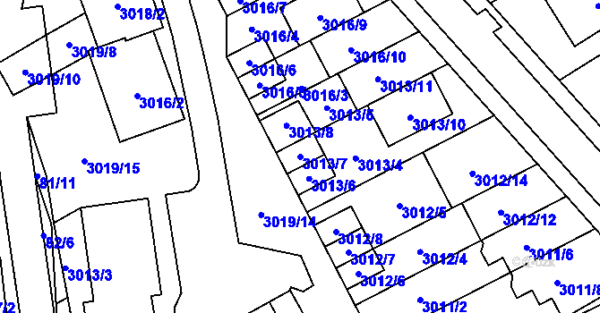 Parcela st. 3013/7 v KÚ Šlapanice u Brna, Katastrální mapa