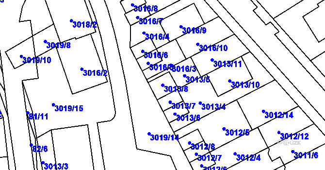 Parcela st. 3013/8 v KÚ Šlapanice u Brna, Katastrální mapa