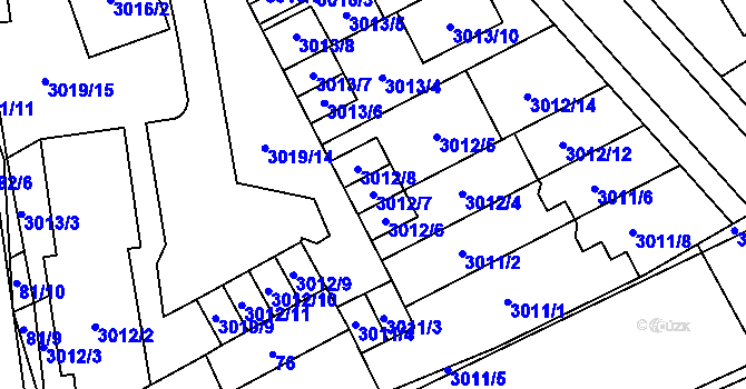 Parcela st. 3012/7 v KÚ Šlapanice u Brna, Katastrální mapa
