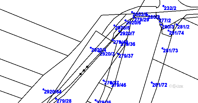 Parcela st. 2920/3 v KÚ Šlapanice u Brna, Katastrální mapa