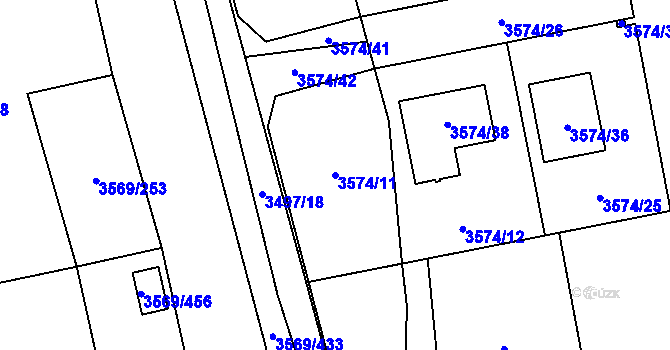 Parcela st. 3574/11 v KÚ Šlapanice u Brna, Katastrální mapa
