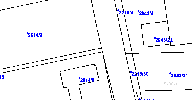 Parcela st. 2614/14 v KÚ Šlapanice u Brna, Katastrální mapa