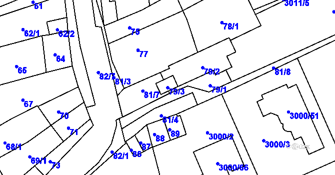 Parcela st. 79/3 v KÚ Šlapanice u Brna, Katastrální mapa