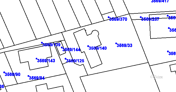 Parcela st. 3569/140 v KÚ Šlapanice u Brna, Katastrální mapa