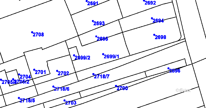 Parcela st. 2699/1 v KÚ Šlapanice u Brna, Katastrální mapa