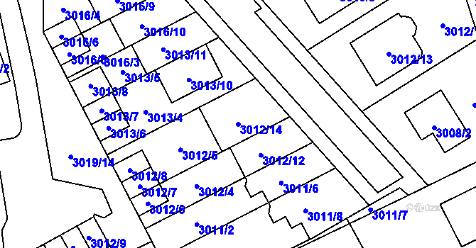 Parcela st. 3012/14 v KÚ Šlapanice u Brna, Katastrální mapa